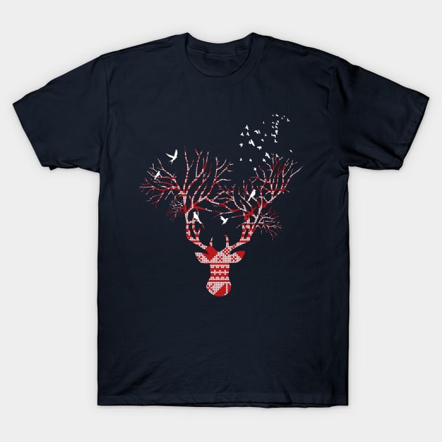 Christmas Stag T-Shirt by modernistdesign